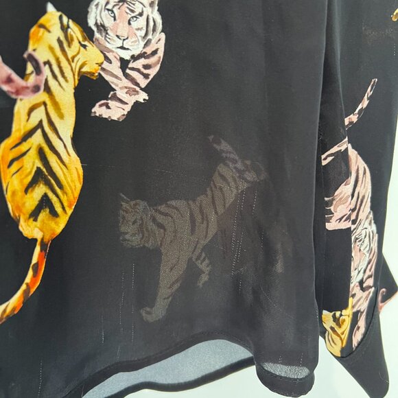 L'AGENCE BLACK MULTI SILK TIGER PRINT SHIIRT SIZE S/P NWOTS! - Picture 12 of 15